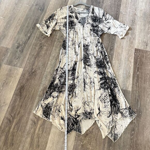 En Créme V Neck Splatter Print Shark Bite Dress Size Small Boho Funky Y2K Size S - Picture 7 of 14